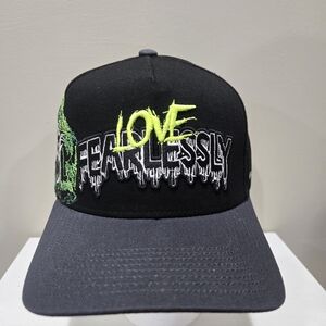 Black and Gray Cap Love Monsters Trucker Hat